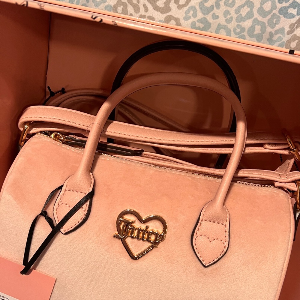 New Pink Juicy Couture Barrel Bag Gift Set of 2 Satchels Purse Velour MSRP $108 - Picture 4 of 8
